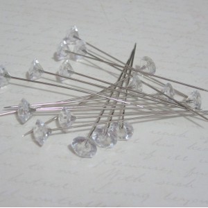 Lg. Clear Crystal Stick Pins - 144